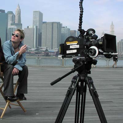Justin Lee Peterson on the set of Stormy Weather, 2002